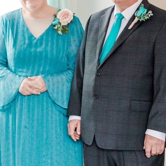 Turquoise silk tie - Picture 4 of 6